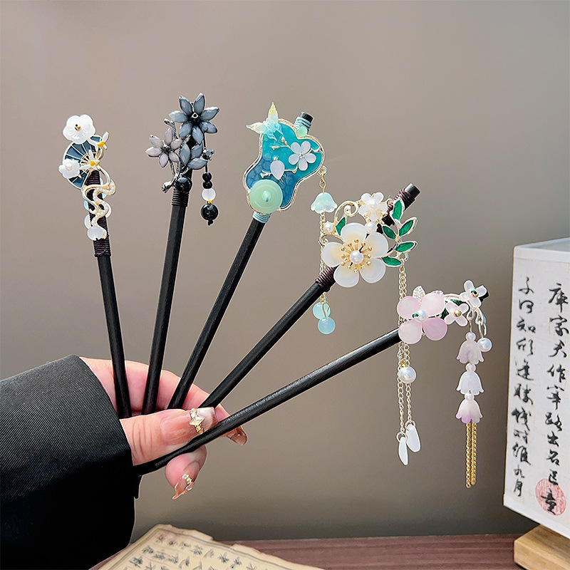 Vintage Collectibles For Sale - Classic Tassel Hair Stick Black Wooden