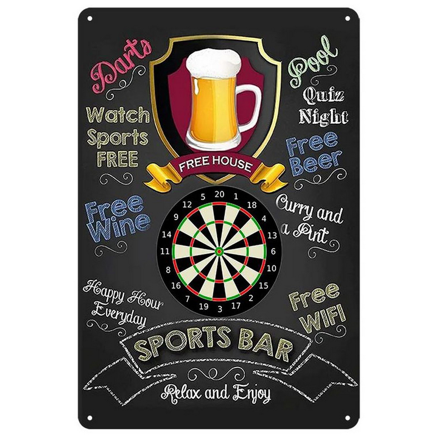 Vintage Darts & Beer Tin Sign, - Vintage Collectible Signs recension och pris