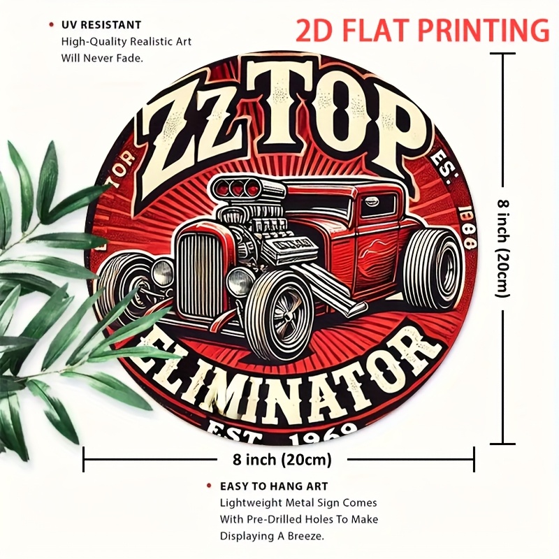 2D Flat, 1pc ZZ Top Eliminator - Vintage Collectible Signs recension och pris