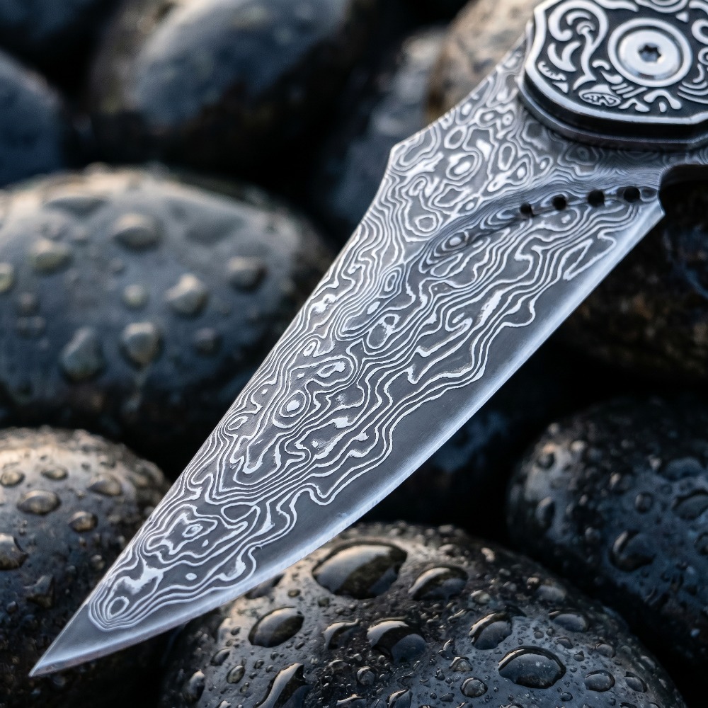 New Vintage Damascus Pattern B - Vintage Collectible Pocket Knives recension och pris